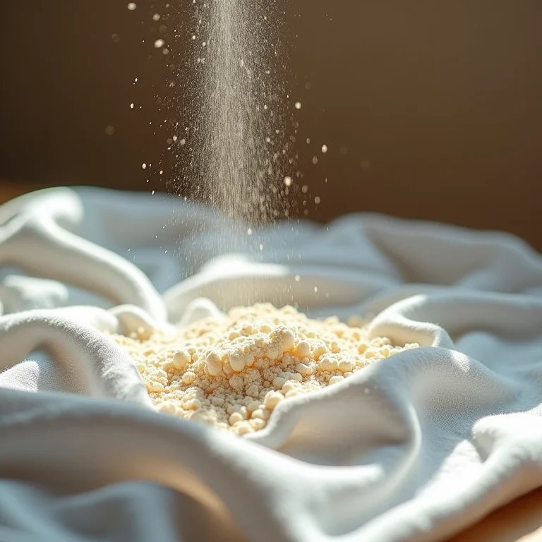 Amido de milho sendo aplicado em mancha de óleo