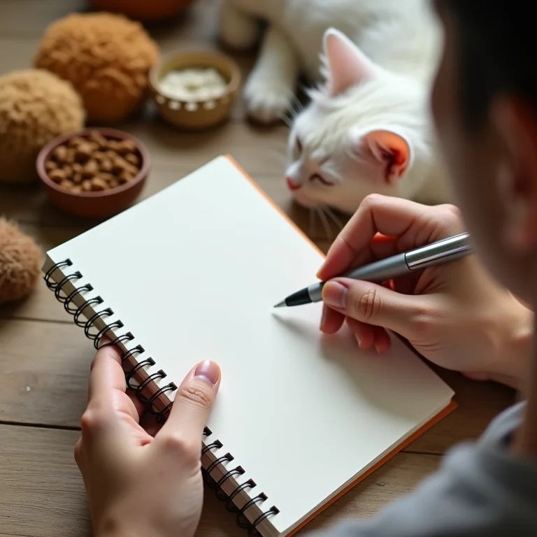 Anotações com ideias de nomes para gata branca