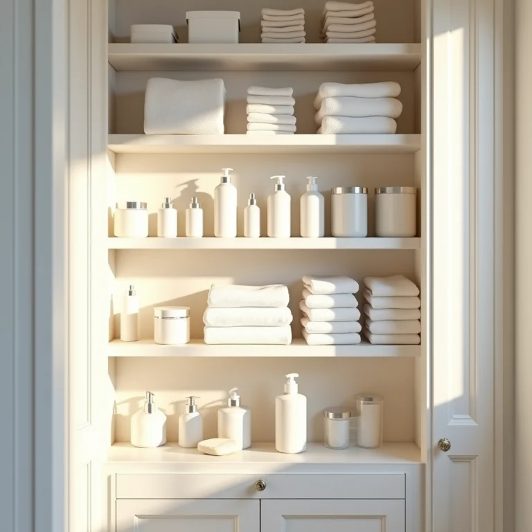 Armário de higiene pessoal organizado, representando local adequado.
