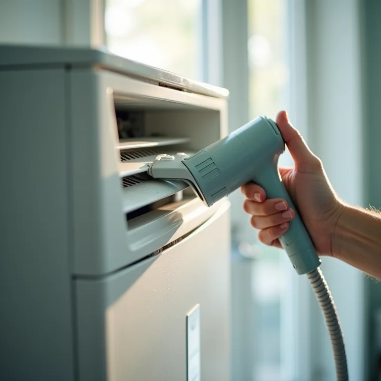 Aspirando o filtro do ar condicionado