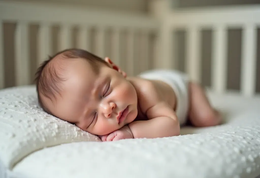 Bebê dormindo tranquilamente no berço