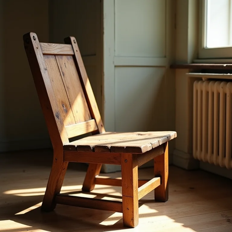 Cadeira de madeira antiga em ambiente vintage
