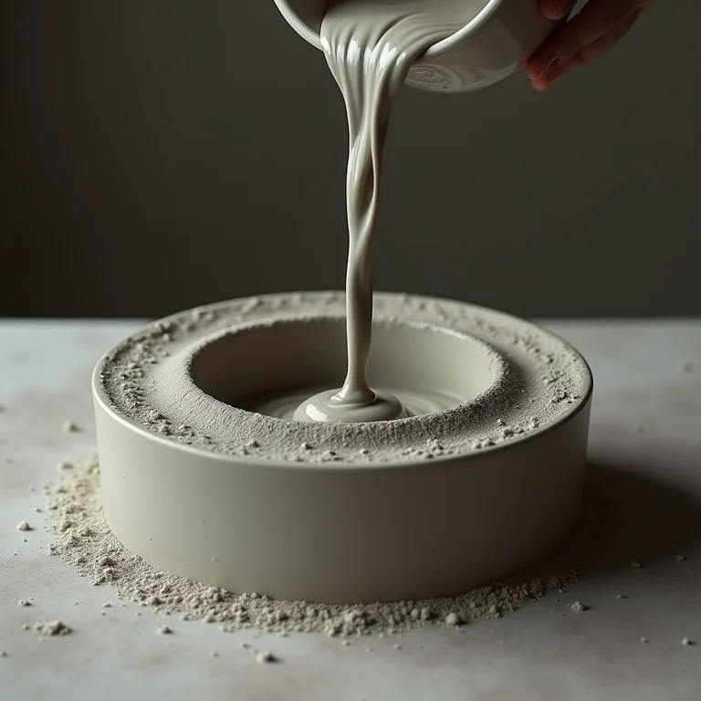 Cimento sendo derramado em um molde