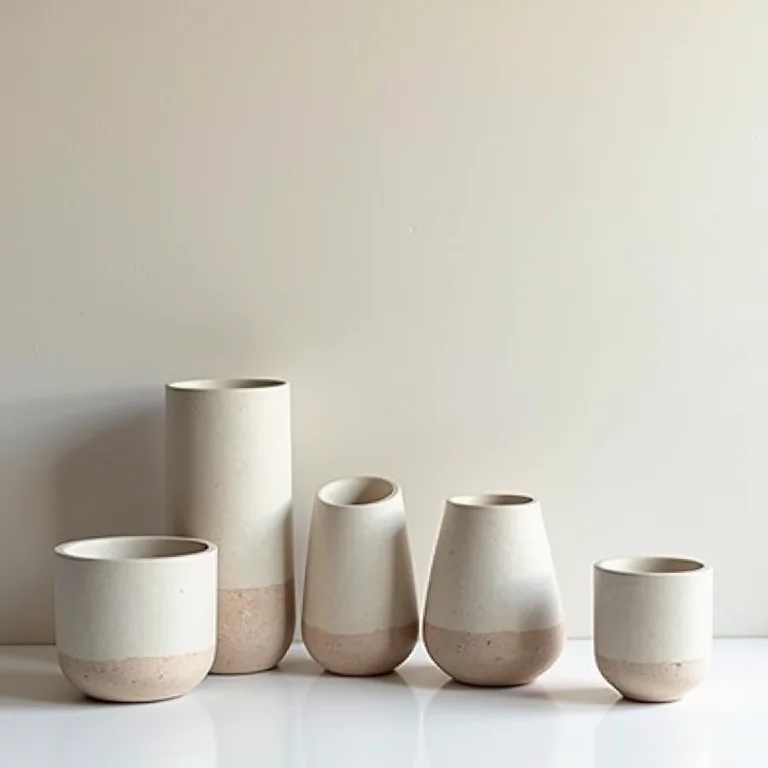 Coleção de vasos de cimento com designs variados