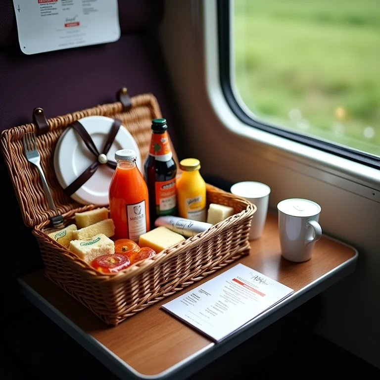 Comida a bordo de um trem na Itália.