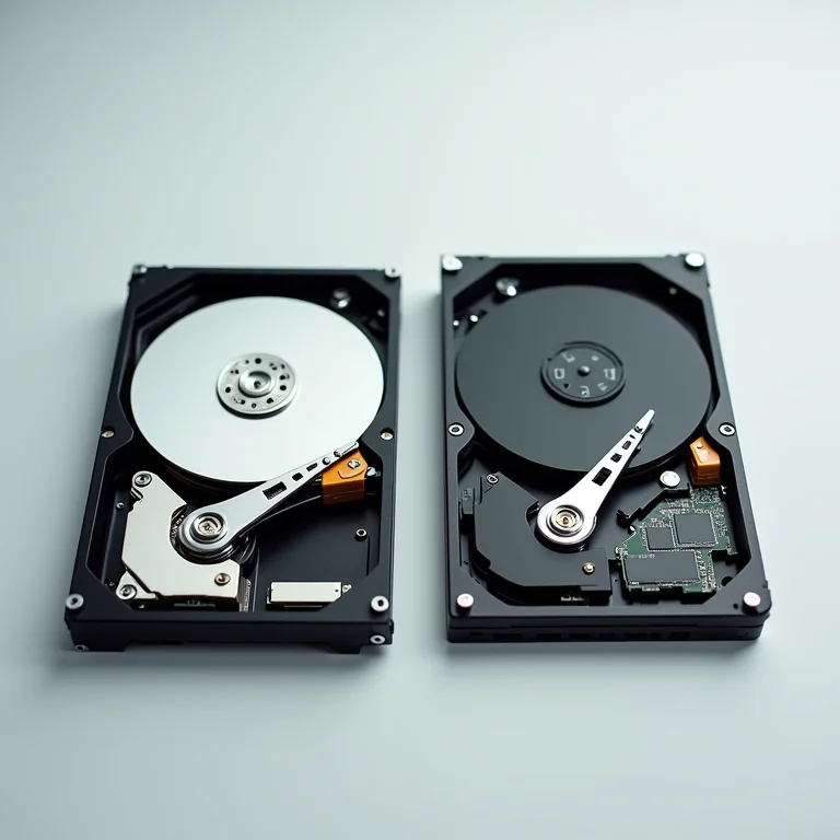 Comparativo visual entre HDD e SSD.