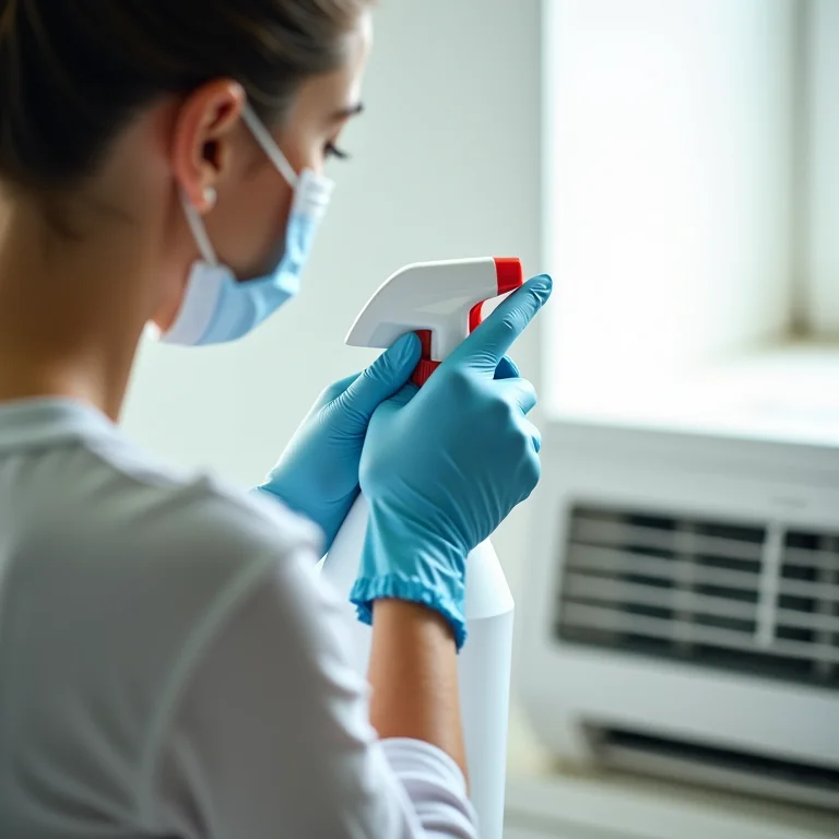 Desinfetando o filtro do ar condicionado