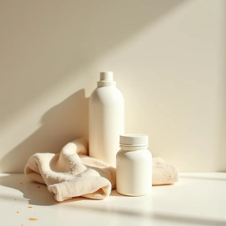 Detergente neutro ao lado de roupa manchada