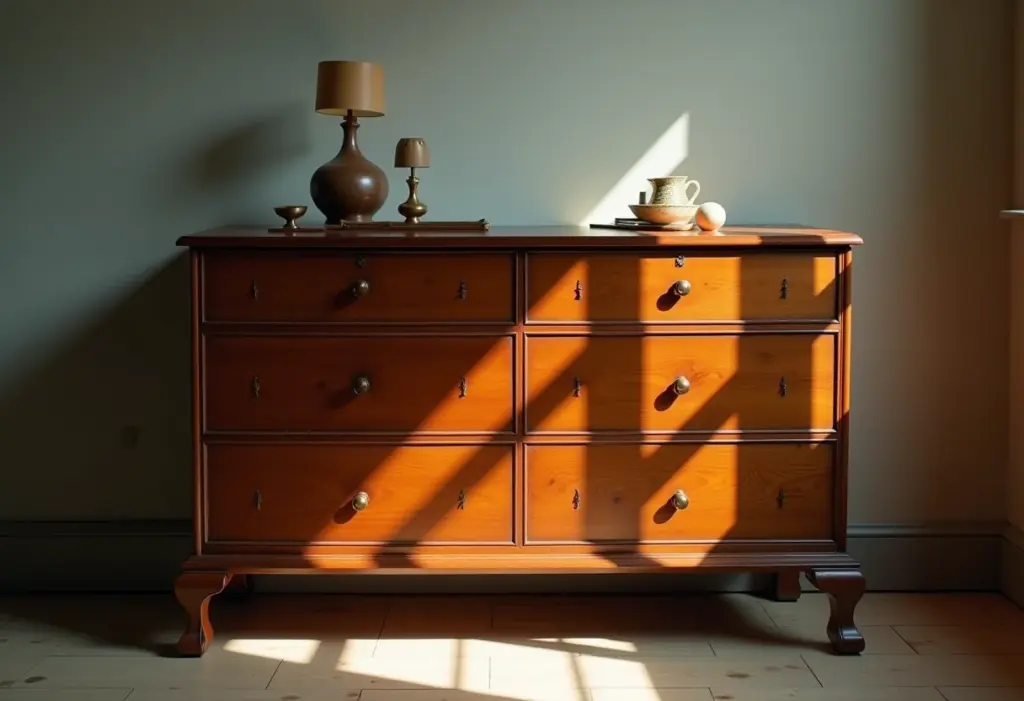 Dresser antigo sendo restaurado com cuidado