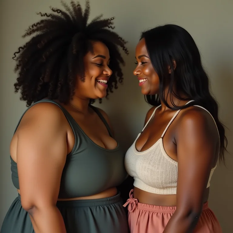 Duas amigas compartilhando inseguranças e apoiando uma à outra