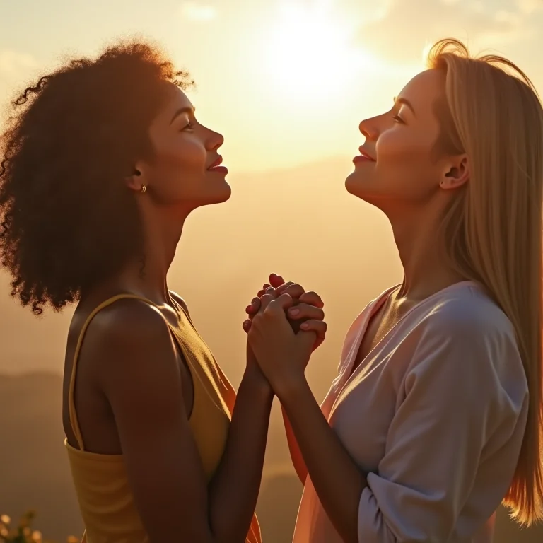 Duas mulheres diversas de mãos dadas