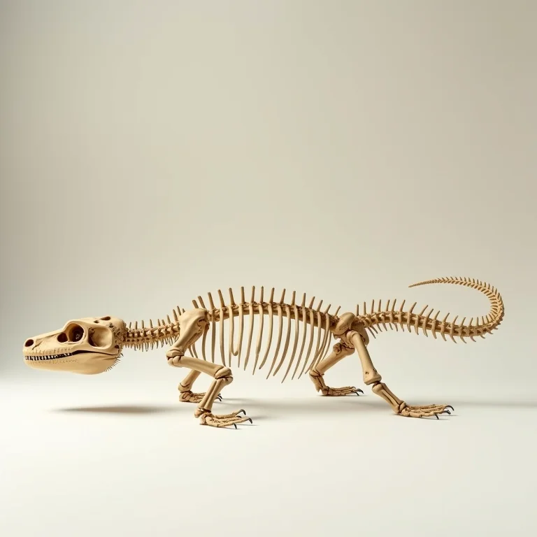 Esqueleto de réptil mostrando a importância da vitamina D3 para a saúde óssea.