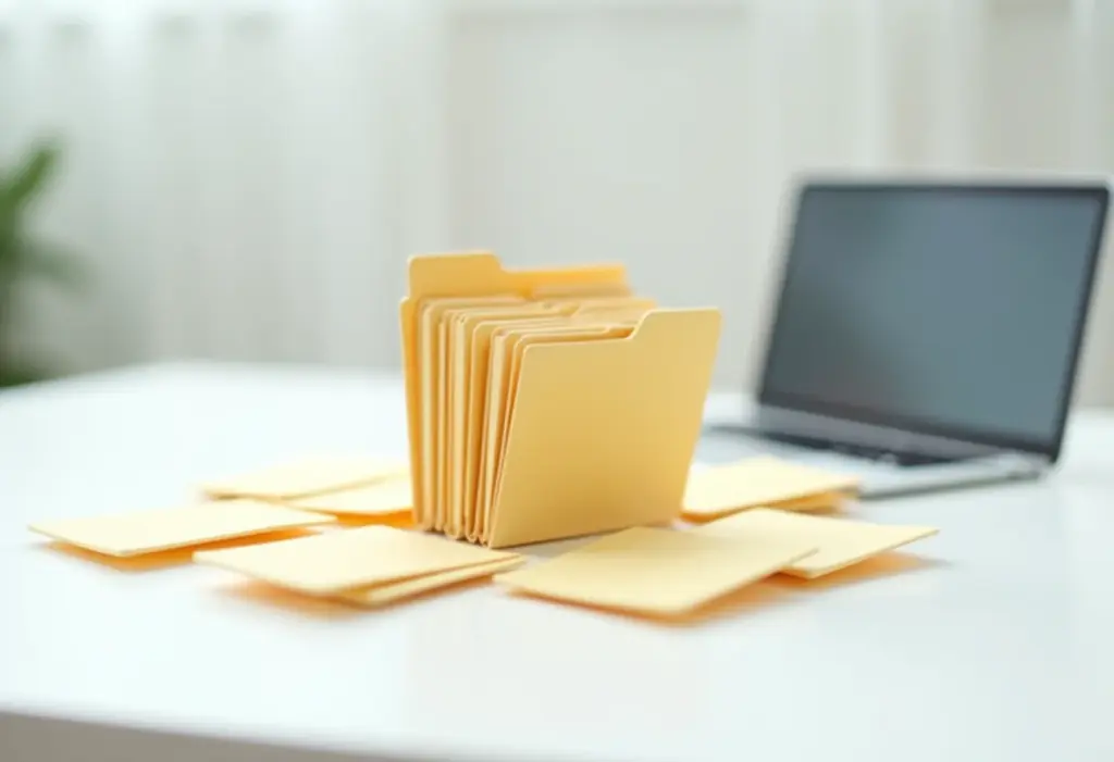 Ícone de pasta digital explodindo em arquivos compactados