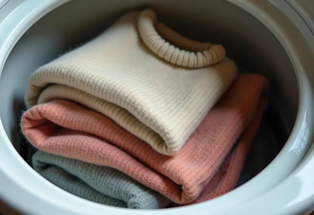 Lã sendo lavada na máquina