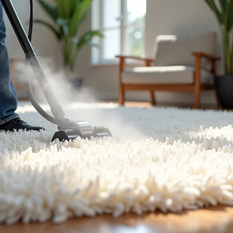 Limpeza profunda de tapete felpudo com máquina de limpeza