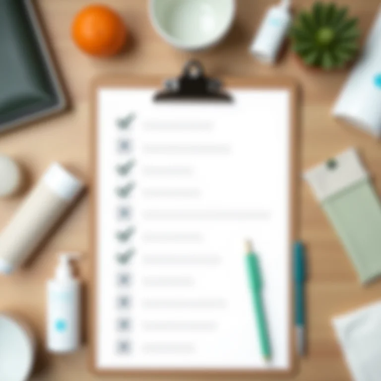 Lista de inventário de produtos de higiene pessoal, representando organização