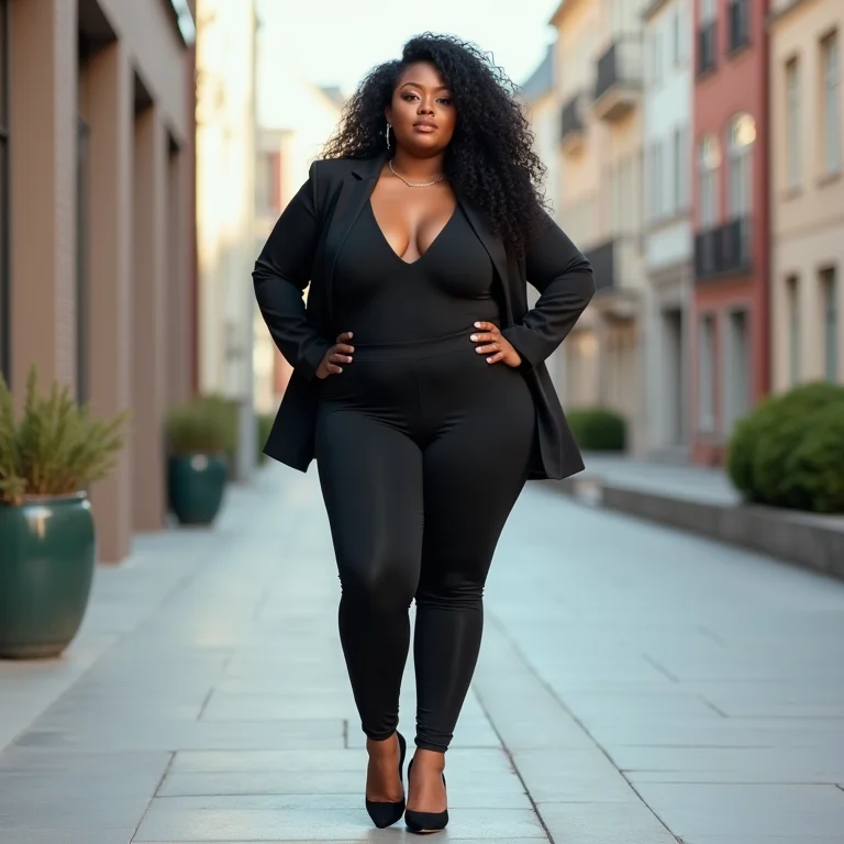 Look elegante com blazer, salto e calça legging