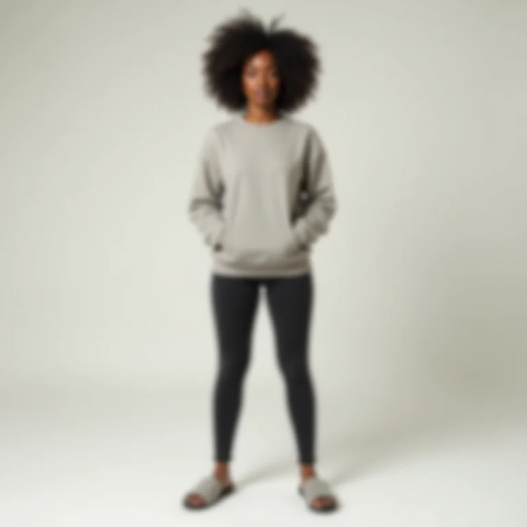 Look minimalista com moletom, slide e calça legging