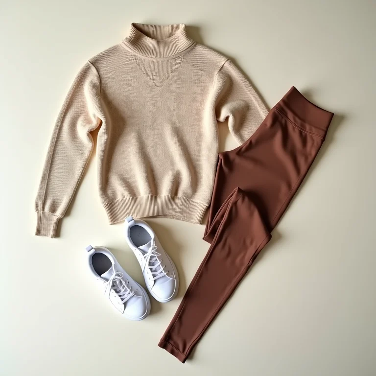 Look moderno com tricô, sneaker e calça legging