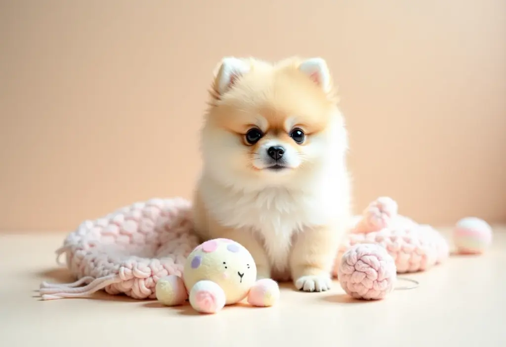 Lulu da Pomerânia: 50+ nomes fofos (e o significado de cada um) Lulu da Pomerânia fofo cercado por brinquedos em tons pastel