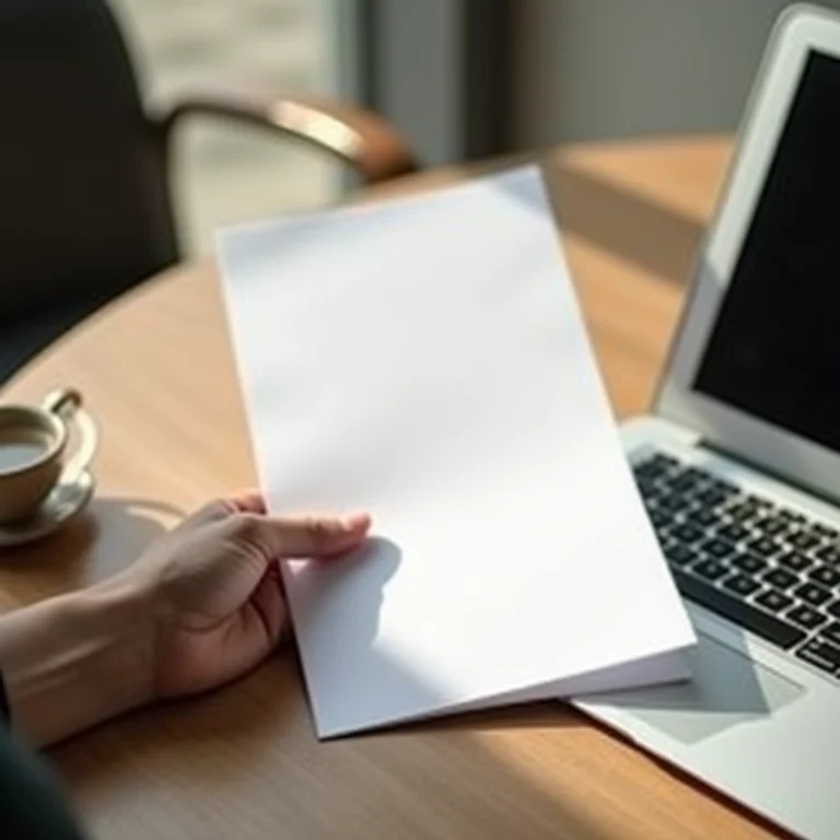 Mão segurando documento de CNPJ ao lado de um laptop