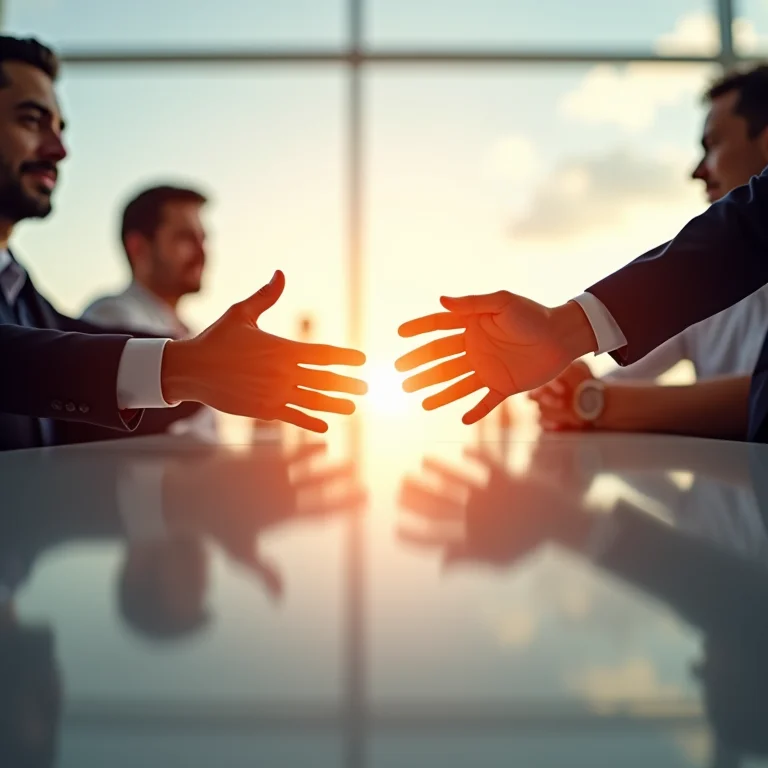 Mãos diversas alcançando um ponto central, representando o acesso a um banco de talentos qualificados.