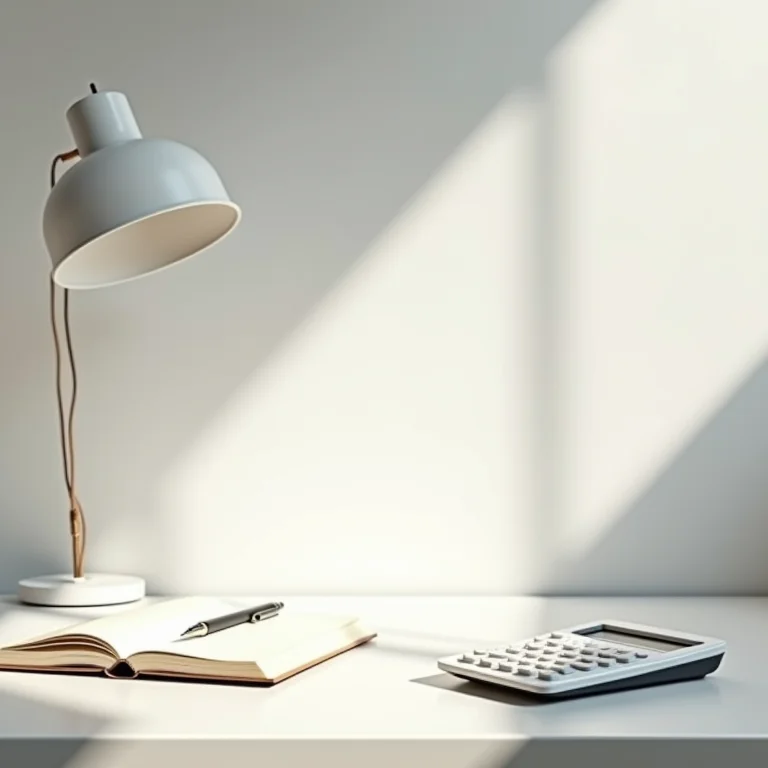 Mesa de escritório minimalista com itens de planejamento