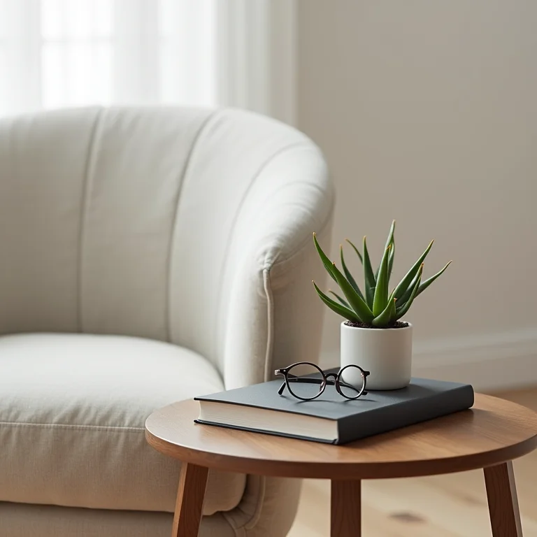 Mesa lateral funcional para um cantinho de leitura organizado