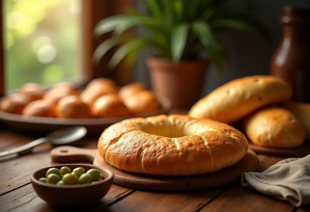 Mesa rústica com pamonhas e empadões caseiros em Goiânia