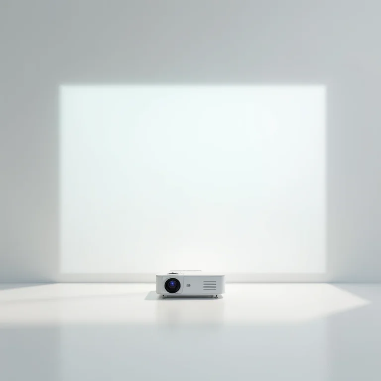 Mini projetor portátil projetando imagem nítida em parede branca