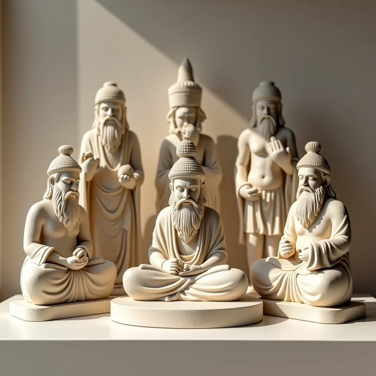 Miniaturas de deuses e figuras mitológicas.