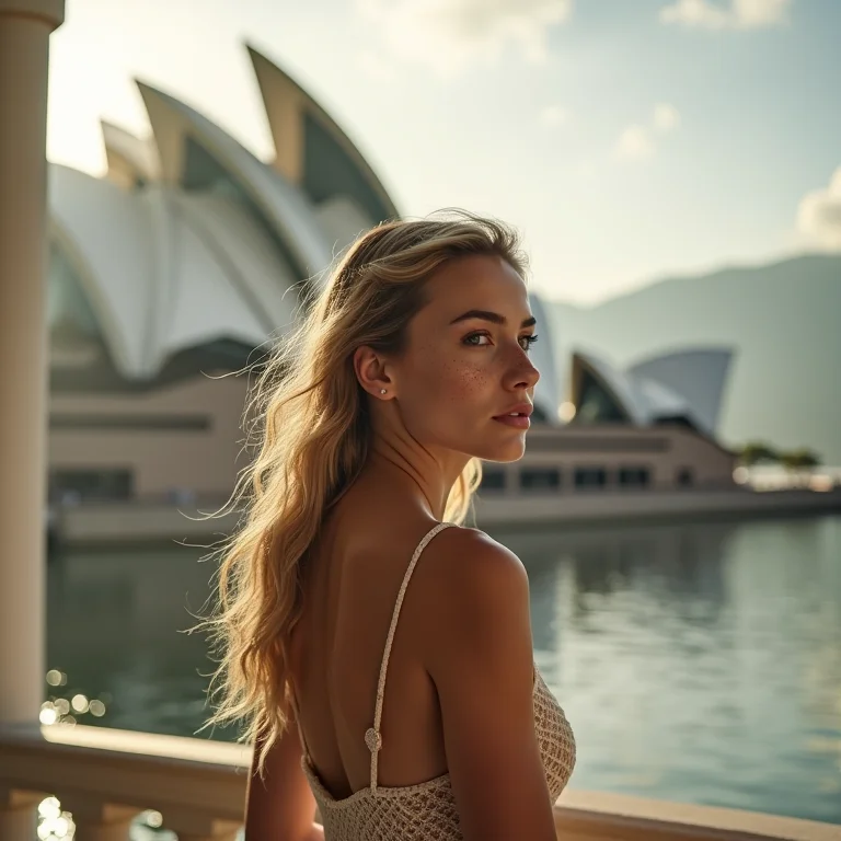 Mulher admirando o Teatro Amazonas em Manaus