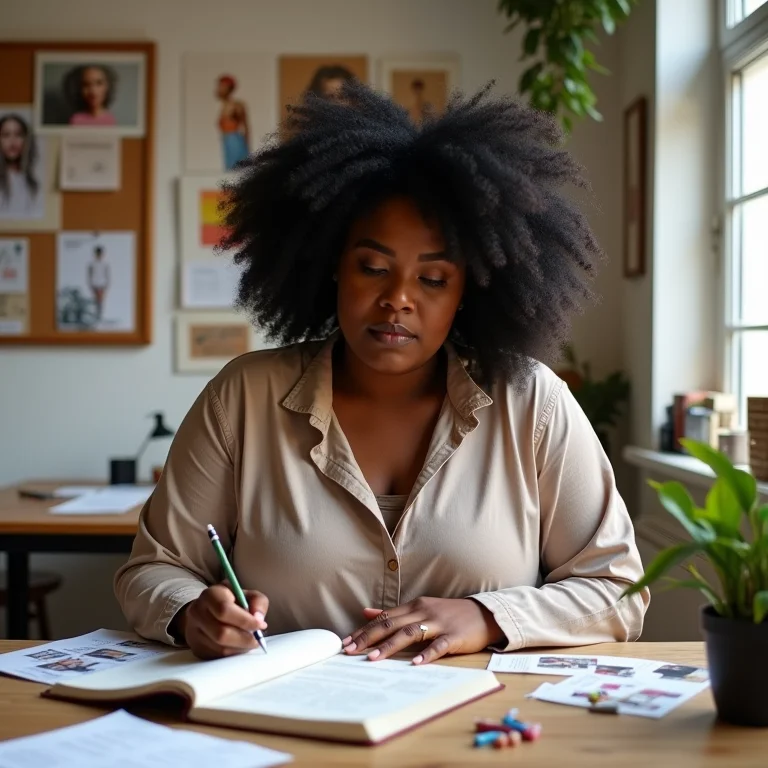 Mulher afro-brasileira definindo seus interesses e público-alvo para a revenda.