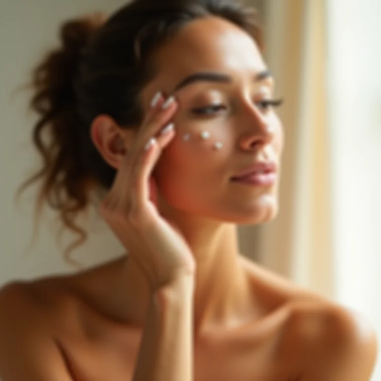 Mulher aplicando sérum facial