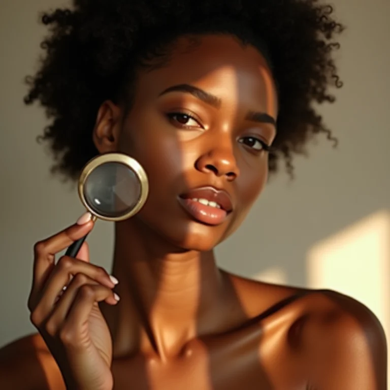 Mulher avaliando diferentes produtos para bronzeamento natural.