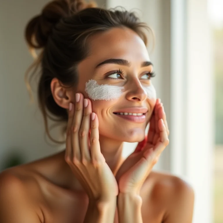 Mulher esfoliando o rosto