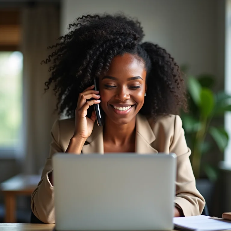 Mulher negociando plano de celular com operadora