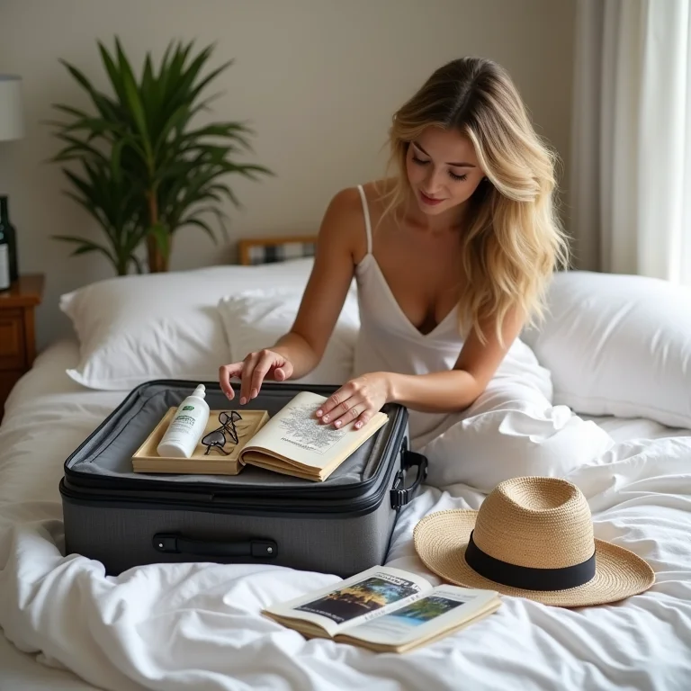 Mulher organizando mala para cruzeiro