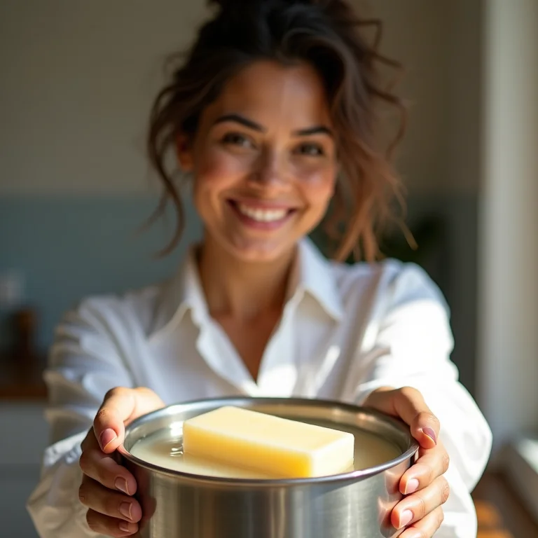 Mulher parda derretendo base glicerinada para sabonete artesanal