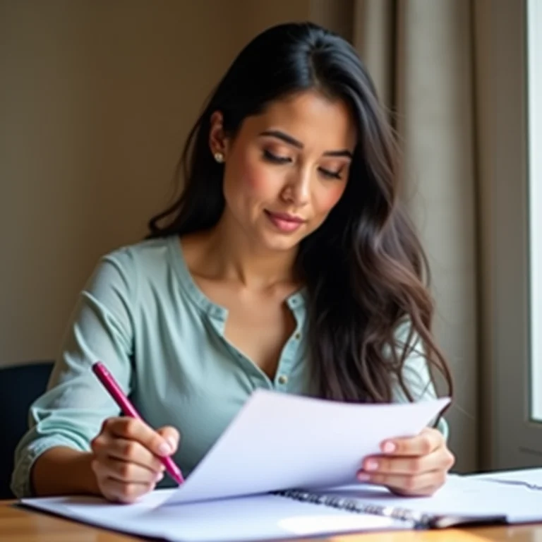 Mulher preenchendo formulários de registro da empresa.