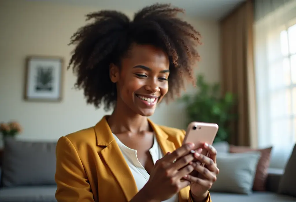 Mulher preocupada olhando a conta de celular