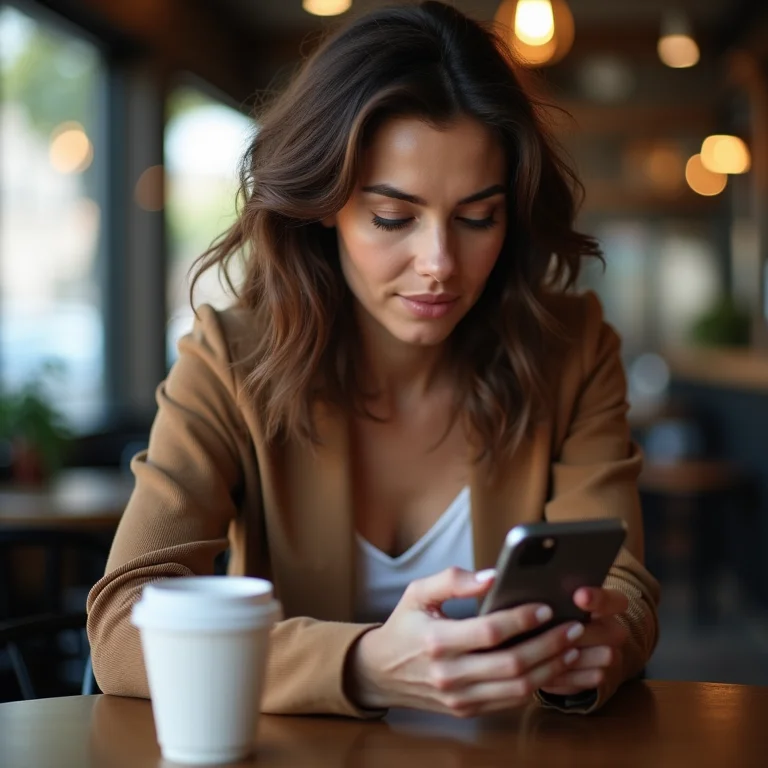 Mulher usando um aplicativo de controle de despesas.
