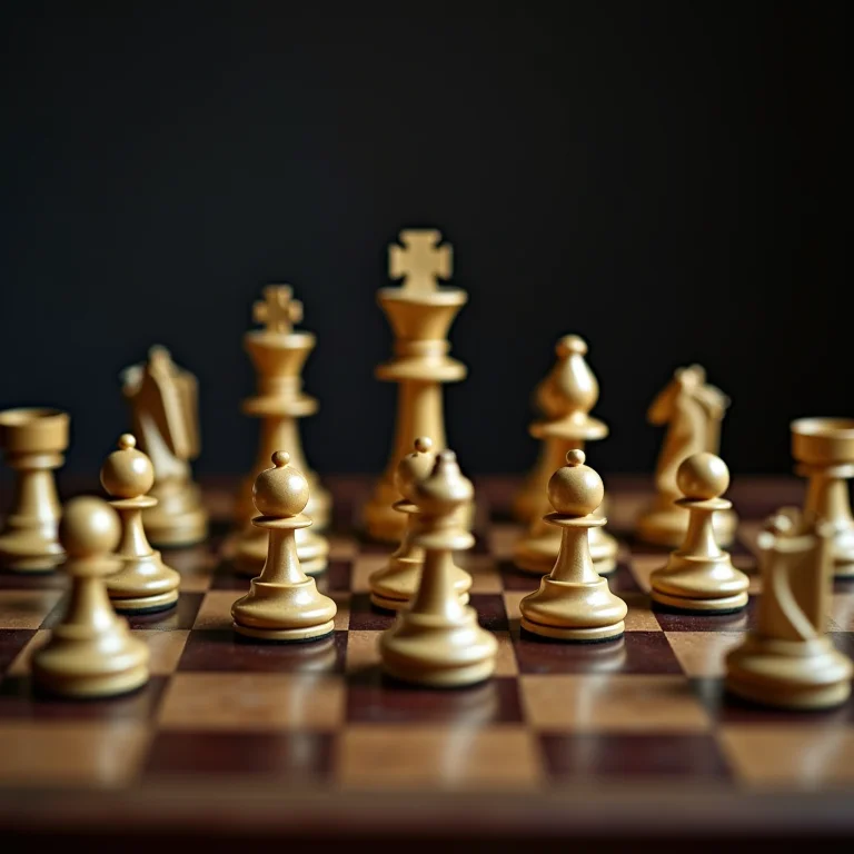 Peças de xadrez desorganizadas em um tabuleiro