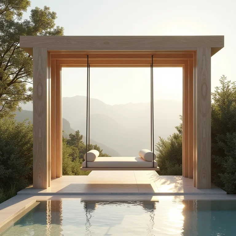 Pergolado com balanço para relaxamento e diversão