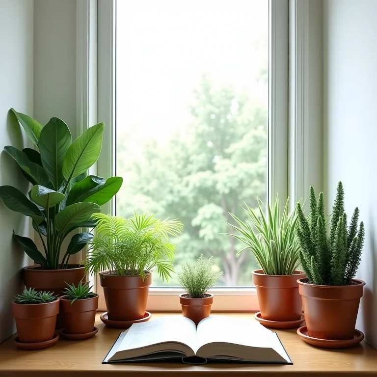 Plantas decorando um cantinho de leitura com frescor