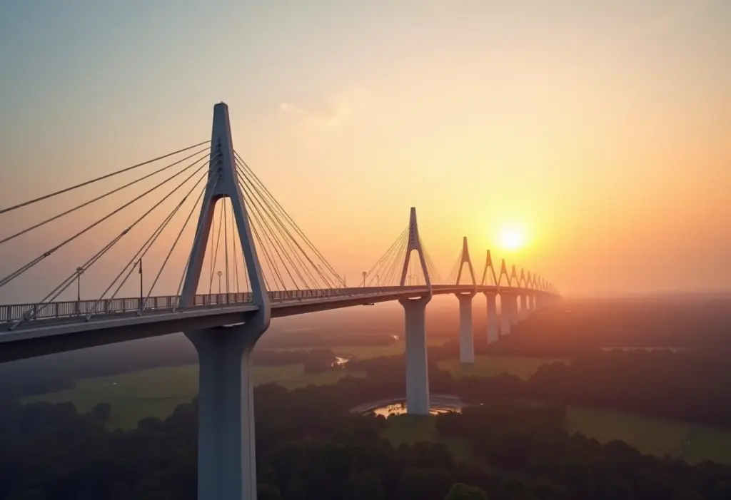 Turismo de arquitetura: 5 destinos IMPERDÍVEIS no Brasil Ponte JK em Brasília ao pôr do sol