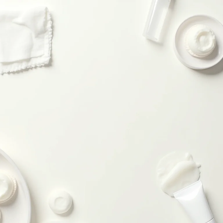 Produtos de limpeza facial em flat lay