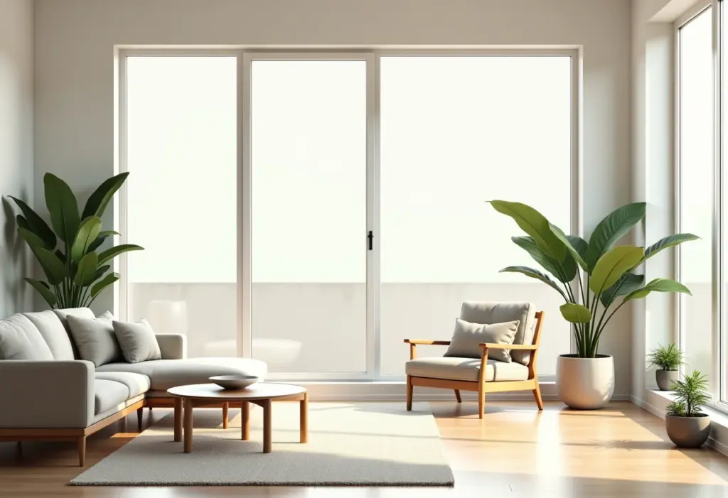 Imobiliária de Sucesso: 7 Nomes Criativos Que Atraem Clientes Sala de estar moderna e iluminada com decoração minimalista