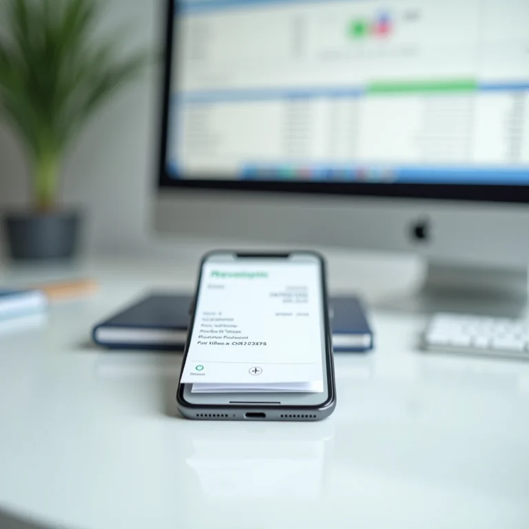 Smartphone digitalizando uma nota fiscal.