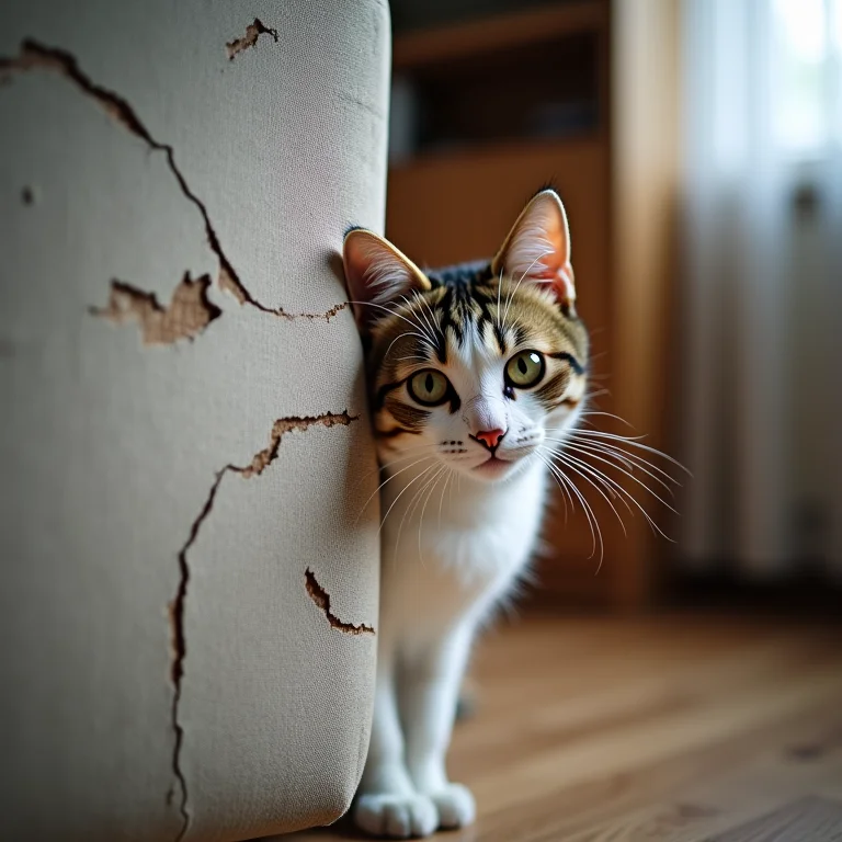 Sofá danificado por falta de arranhador